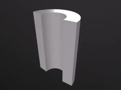 A Hollowed Circle Half Cylinder 3D Model Low-poly 3D model