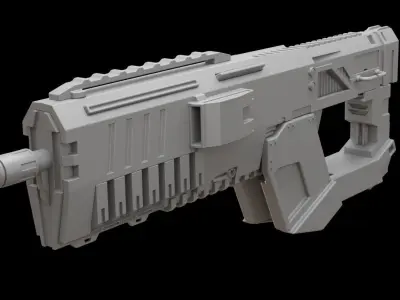 Mecha hard surface assault rifle 3D model buy