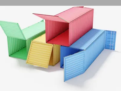 Super Low Poly Shipping Container with doors - PUBG Container Low-poly 3D model