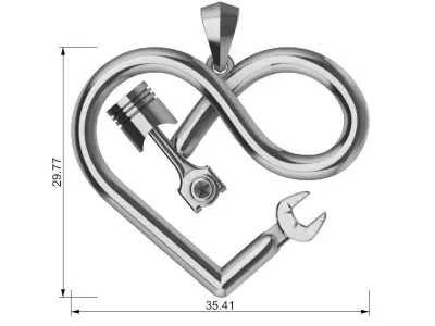 Piston Hearth Pendant 3D print model