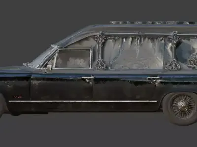 Gothic Horror Hearse 3D Model Low-poly 3D model