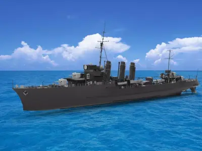 French destroyer Bourrasque 3D model