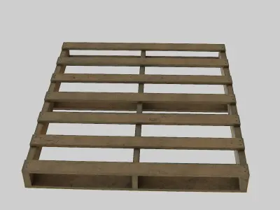 WoodenPalleteOld wooden shelf with shelves Low-poly 3D model