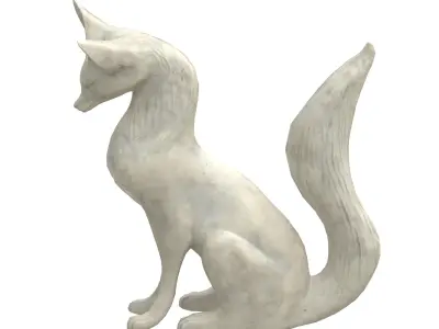 Fox marble statue Low-poly 3D model