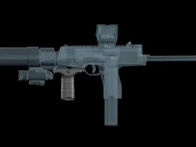 Stark SE-3 short vertical forward grip Low-poly 3D model