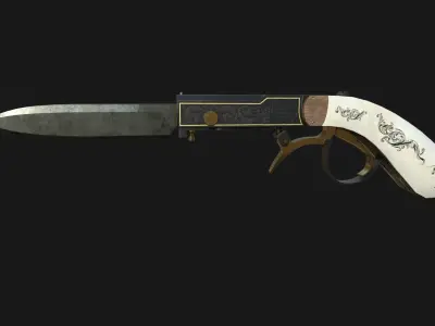 Pistol Gun Knife Low-poly 3D model