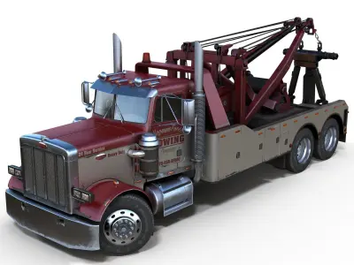Peterbilt 359 wrecker Low-poly 3D model
