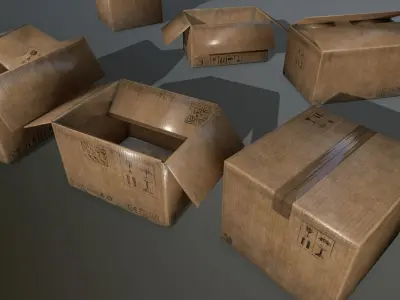 box set three boxes Low-poly 3D model