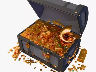 Treasure Chest With Gold and Gems M1 3D model