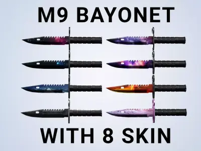 M9 Bayonet Knife with 8 Skin - Low Poly Game Ready Low-poly 3D model