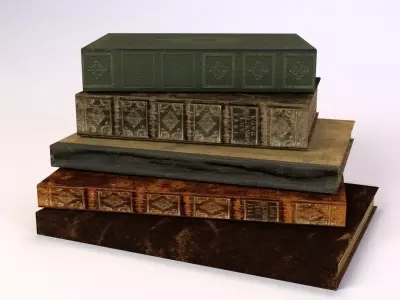 Old Books LOW POLY Low-poly 3D model