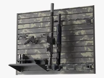 Gun Rack Woodland Camouflage with Weapons 3D model purchase