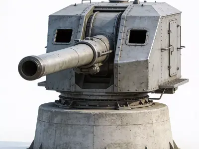 WWII Coastal Defense Battery  Model Low-poly 3D model