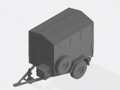 Military trailer with open bed and canopy - New Zealand Military 3D print model