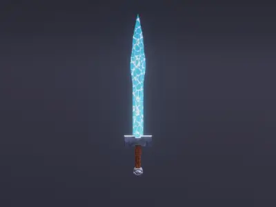 Fantasy Water Sword - Elemental Sword Low-poly 3D model