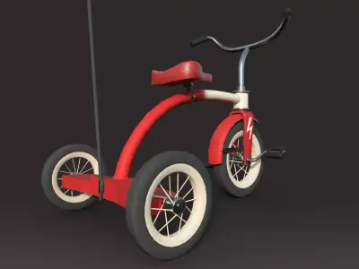 Red Tricycle Low-poly 3D model