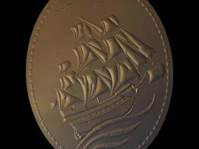 Sailboat Suitable for embossing Hot Foil Technique 3D model