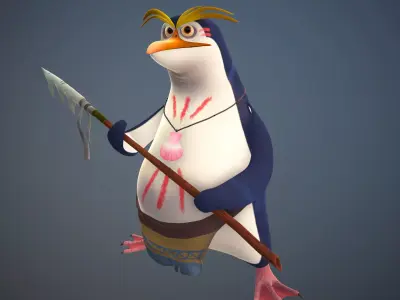 Pinguin Warrior Low-Poly Low-poly 3D model