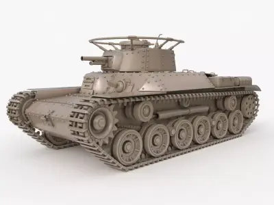 Tank Type 97 Chi Ha Green Japan Clay VRay 3D model