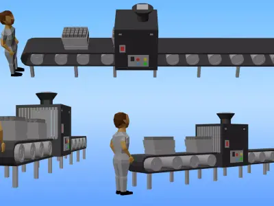 Pixelated Cubical Manufacturing Conveyor 3D model