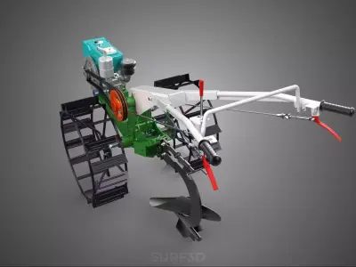 MOLDBOARD PLOW IMPLEMENT ATTACHMENT HAND WALKING TRACTOR DIESEL 3D model