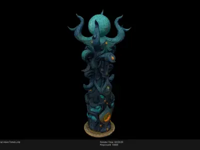 Low Poly Stylized Etheral Alien Totem Low-poly 3D model