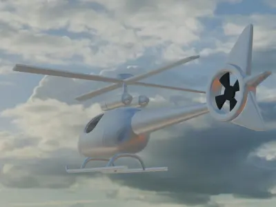 low poly helicopter funny for game and animation Low-poly 3D model