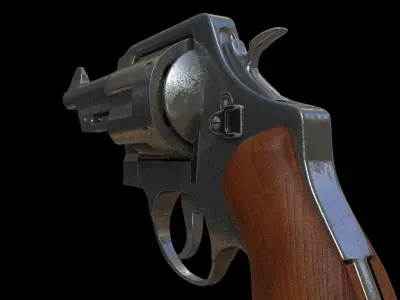 Revolver Low-poly 3D model 12