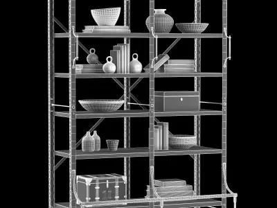 French Library Double Bookcase 3D model