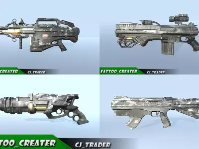 Modern Sci-Fi Weapons Space Gun Pack 3d model