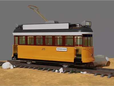 Old tram 3D model buy