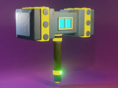 hammer with long and thick head Low-poly 3D model