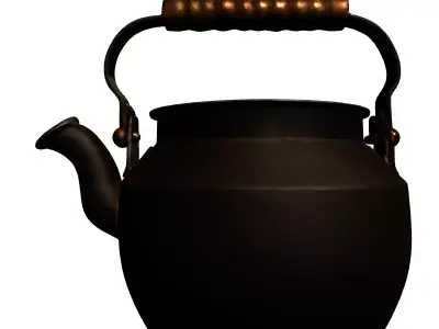 Rustic Metal Kettle 3D Model Low-poly 3D model