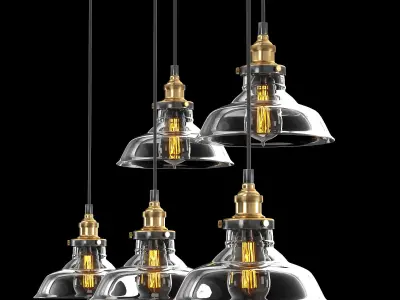 Factory Filament Clear Glass Barn Rectangular Pendant 3D model