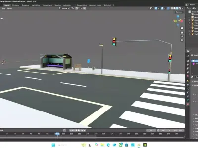 bus stop city assets Free low-poly 3D model