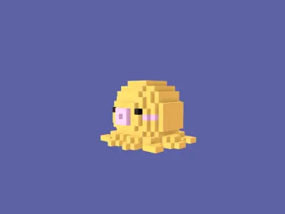 Octopus Voxel Low-poly 3D model