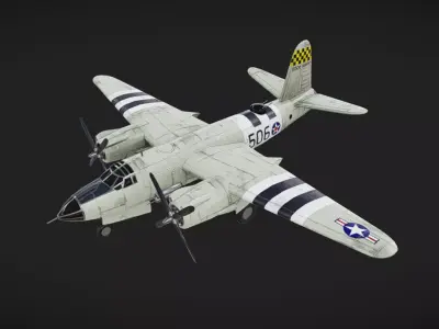 Martin B-26 Marauder Low-poly 3D model