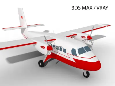 DHC-6 TWIN OTTER Low-poly 3D model purchase