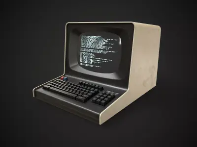 Retro Computer Terminal Low-poly 3D model