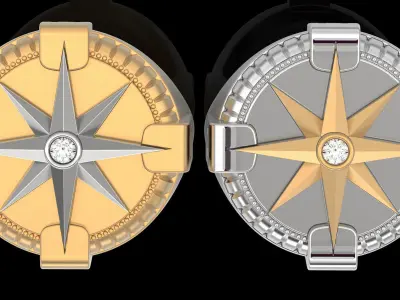 compass ring silver gold printable jewelry 3D model 3D print model