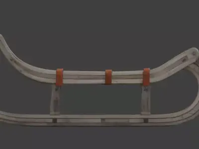 Viking Wooden Sled 3D Model v03 Low-poly 3D model