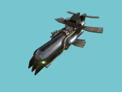 Sci-Fi Aircraft - Airship Rusted - Steampunk Asset Low-poly 3D model