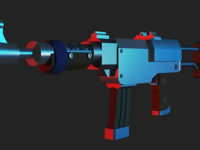 Machine gun LowPoly 3D model