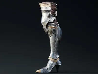  Female Knight  Leg Armor Set LowPoly   Low-poly 3D model