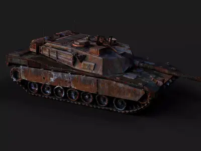 war destroyed tank abrams burned wreck model Low-poly 3D model