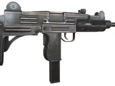 Uzi sub-machine gun Low-poly 3D model