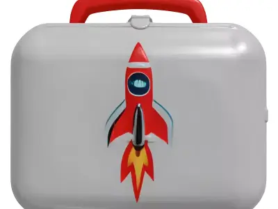 Dented Retro Rocket Lunchbox 3D model