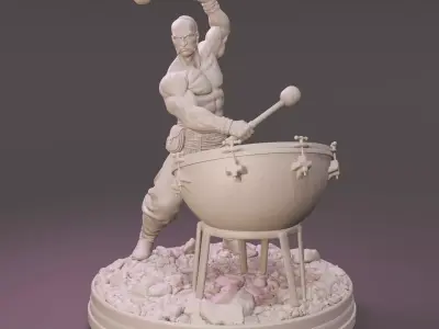  Kozak Ukrainian war drummer Cossack highpoly 3d model 3D print model