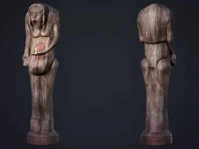 Wooden Totem 3 Low-poly 3D model