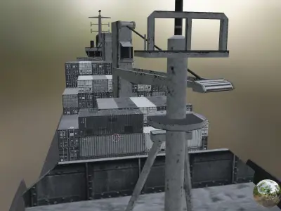 ship with container  Low-poly 3D model